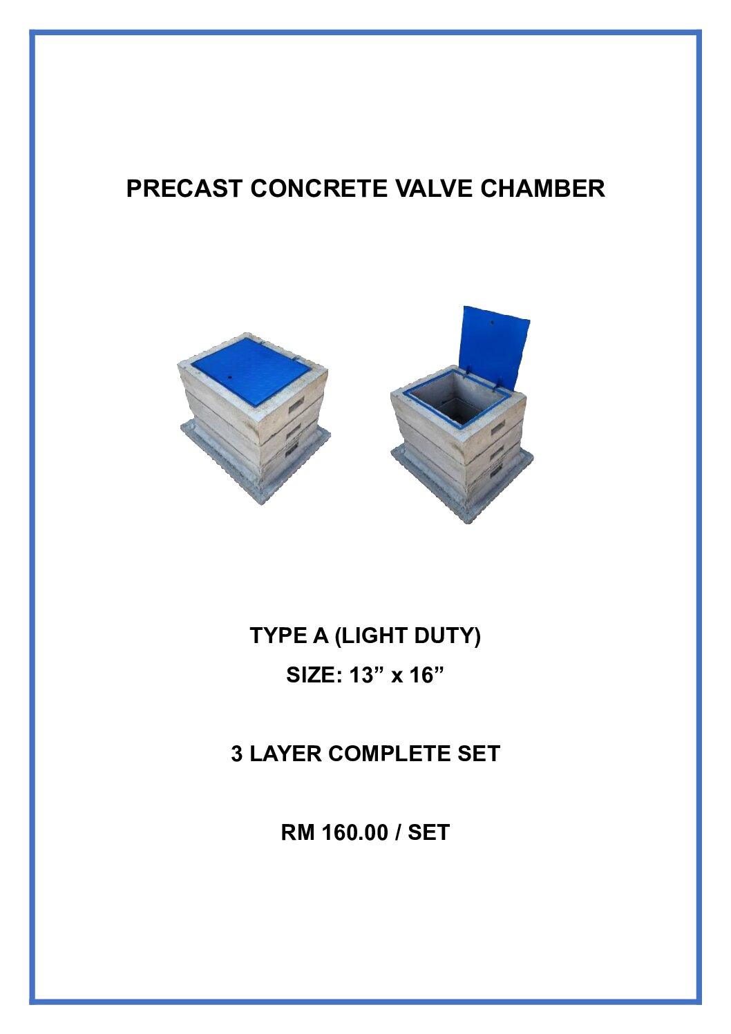 Precast Concrete Valve Chamber Type A (Light Duty) Size: 13" x 16" 3 Layer Complete Set